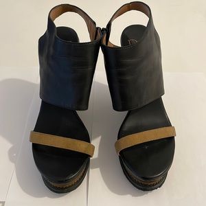 Diane von Furstenberg Leather and Suede Wedge Heels with Platform